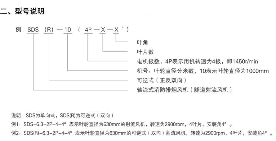 轴流式消防排烟风机型号说明图